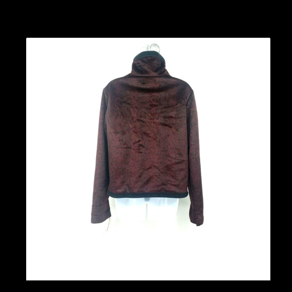 Bagatelle Burgundy Black Snakeskin Pattern Plush Velvet Size Large NWT Jacket - Picture 3 of 8